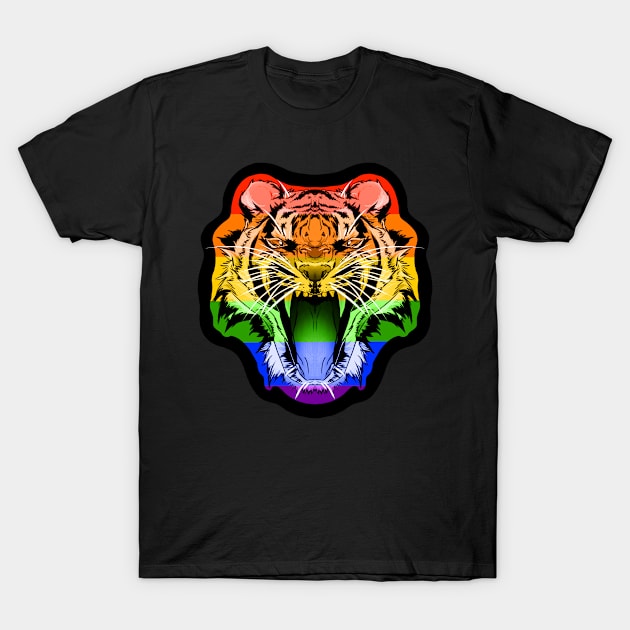 illustrated TIGER PRIDE series - (gay flag pride) rainbow ROYGBIV T-Shirt by illustratelaw